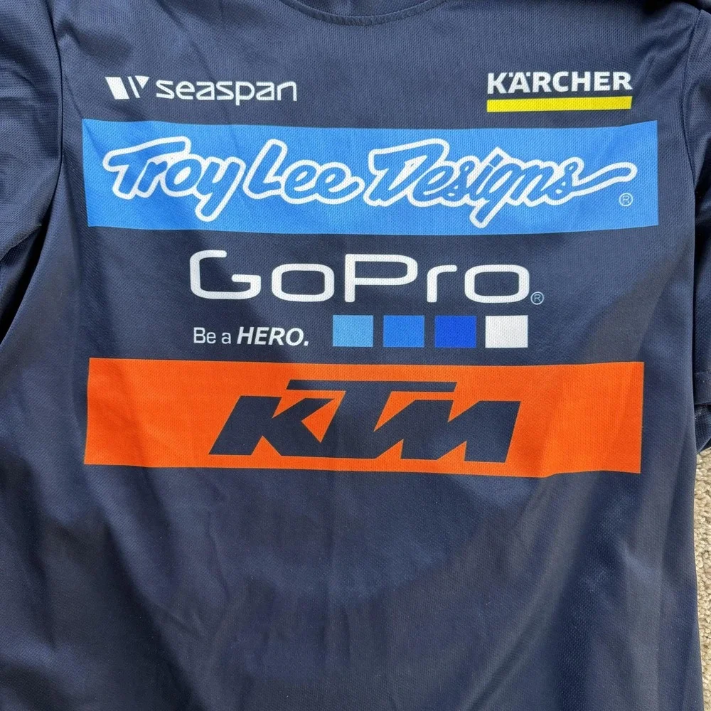 KTM Troy Lee Designs GoPro Shirt Mens L Blue Motocross Racing Team Tee